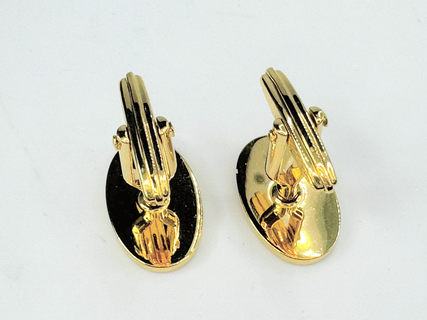 Givenchy Vintage Gold Silver gilt Two Tone black enamel Cufflinks JR9451