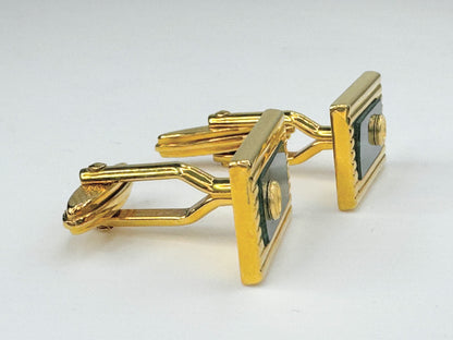 Vintage Alfred Dunhill Cufflinks Green Malachite & Gold Plated JR9452