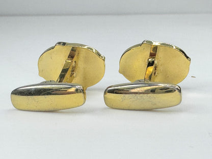 Yves St Laurent Green enamel oval gold gilt cufflink 10.7g JR9453