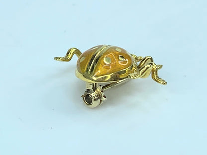 18K yellow gold Ladybug yellow enamel pin