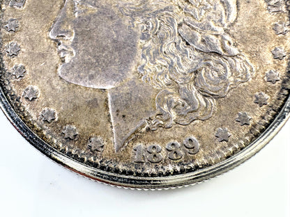 Vintage 1889 Morgan Silver Dollar Coin Pendant Necklace 29.7g SS346