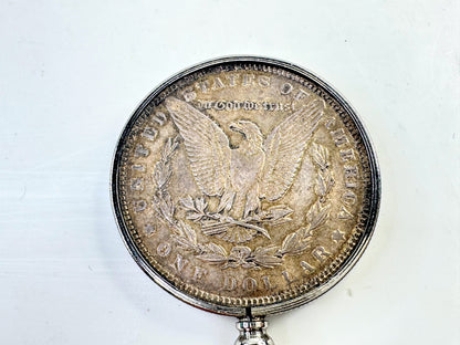 Vintage 1889 Morgan Silver Dollar Coin Pendant Necklace 29.7g SS346