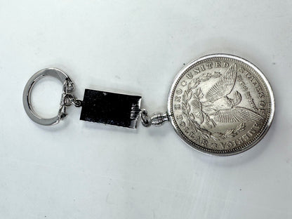 Vintage Swank Genuine 1921 Morgan Silver Dollar Keychain with Box SS347