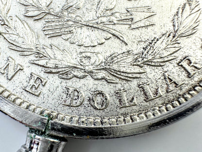 Vintage Swank Genuine 1921 Morgan Silver Dollar Keychain with Box SS347