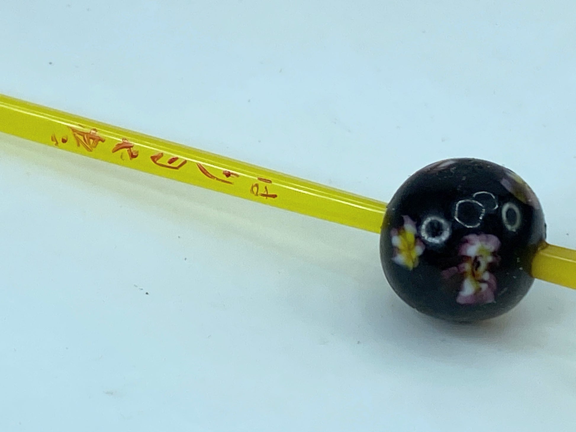 Japanese Tama Kanzashi 150mm Blacken Painted in vermilion Hair ornament GS521