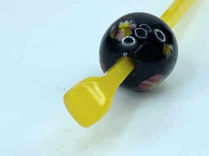 Japanese Tama Kanzashi 150mm Blacken Painted in vermilion Hair ornament GS521