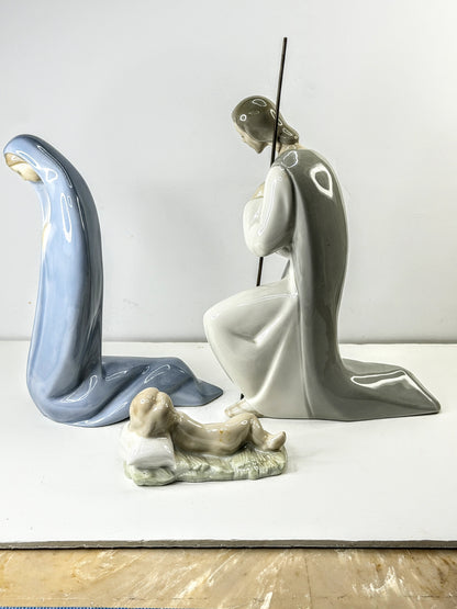 Lladró Holy Family Nativity Mary Joseph Baby Jesus Retired 3pc Set Mint A1291