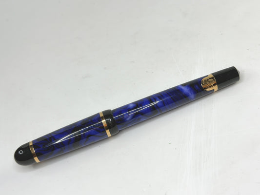 Vintage Waterman Fountain Pen Blue Marble Gold Trim Medium Nib SS290