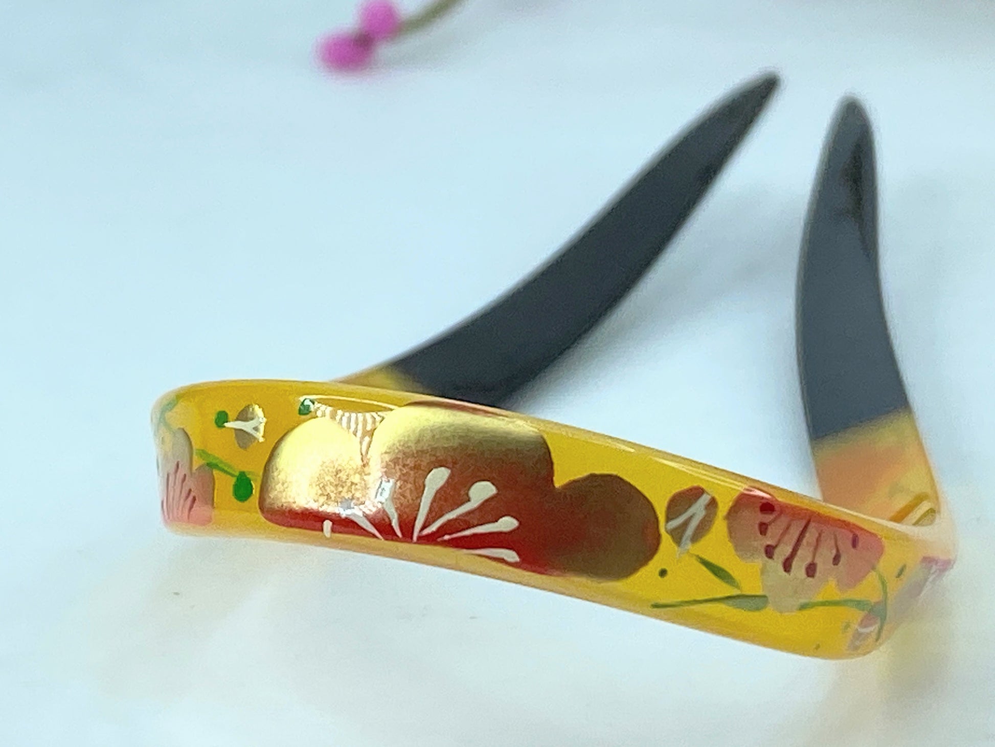 Vintage Japanese "Sakura" Floral Celluloid Loop kanzashi Hair Ornament GS498