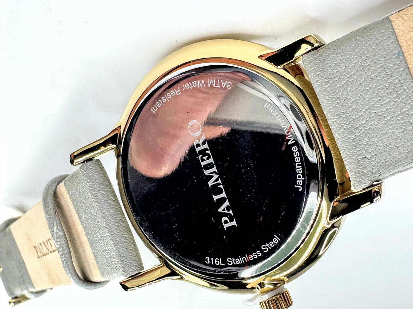 Palmero De Fleurs Floral Dial Leather Watch gold tone grey leather New SS350