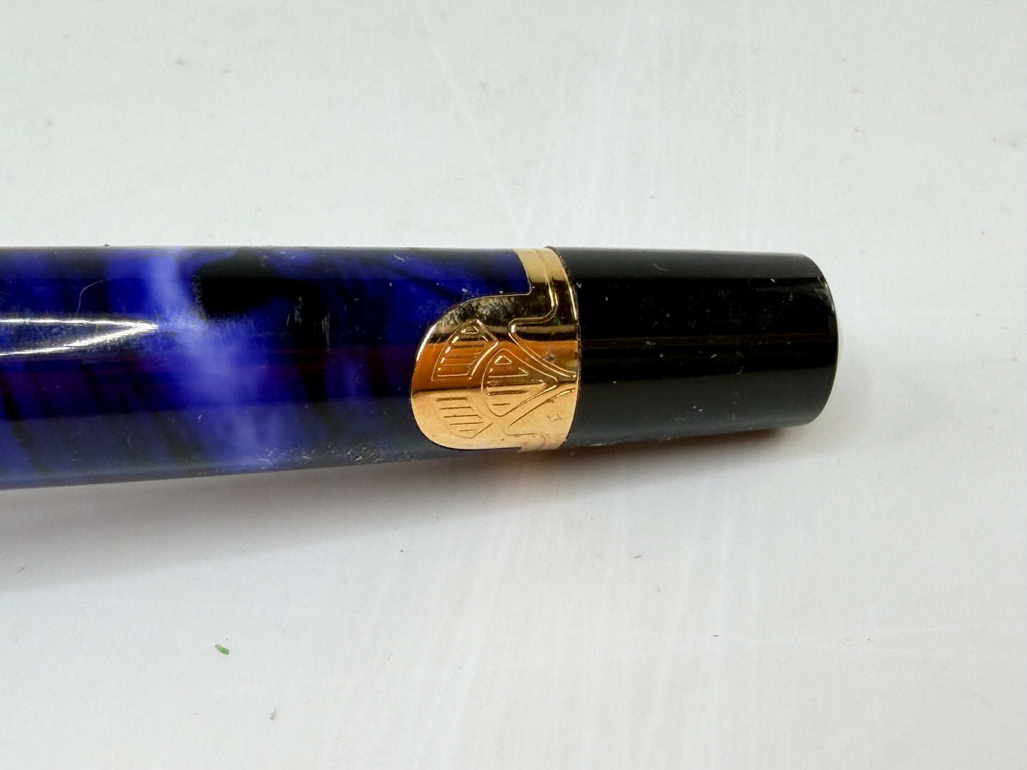 Vintage Waterman Fountain Pen Blue Marble Gold Trim Medium Nib SS290