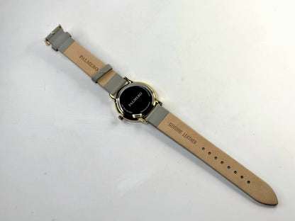 Palmero De Fleurs Floral Dial Leather Watch gold tone grey leather New SS350