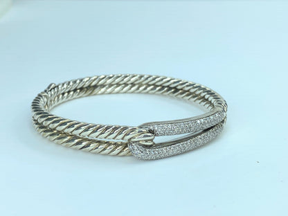 David Yurman Sterling Labyrinth Single-Loop 0.87ct Diamond Bracelet