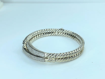 David Yurman Sterling Labyrinth Single-Loop 0.87ct Diamond Bracelet