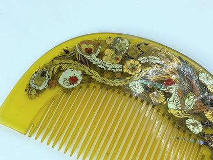 Japanese Kushi Comb Kanzashi Hair Ornament MOP Inlay Phoenix gold glazing GS499