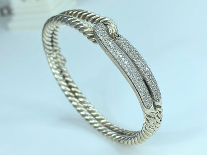 David Yurman Sterling Labyrinth Single-Loop 0.87ct Diamond Bracelet