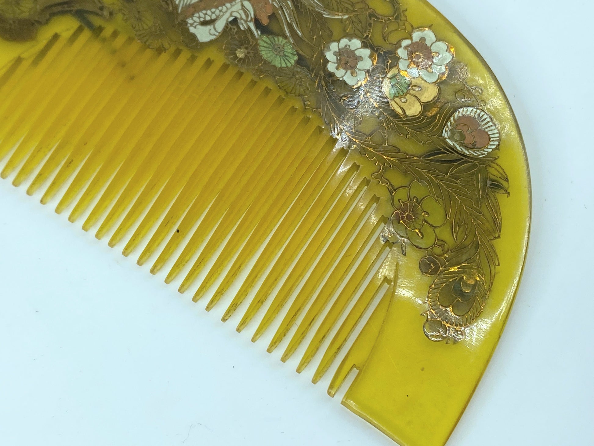 Japanese Kushi Comb Kanzashi Hair Ornament MOP Inlay Phoenix gold glazing GS499