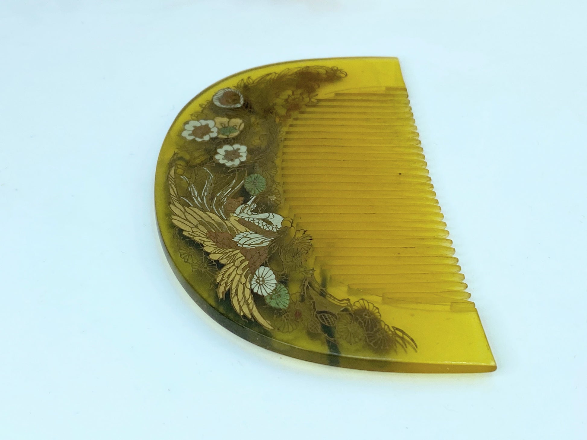 Japanese Kushi Comb Kanzashi Hair Ornament MOP Inlay Phoenix gold glazing GS499