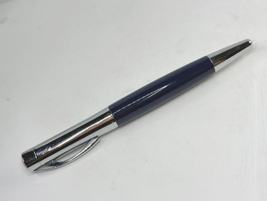 Rotring Fountain Pen Blue Resin Chrome Trim Fine Medium Nib PreOwned SS293