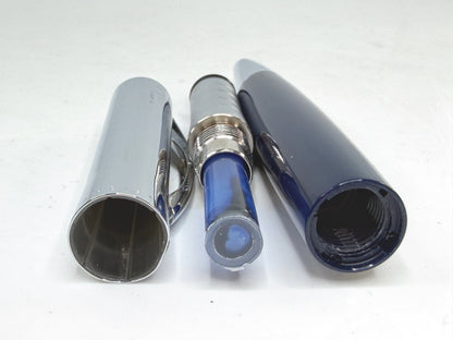 Rotring Fountain Pen Blue Resin Chrome Trim Fine Medium Nib PreOwned SS293