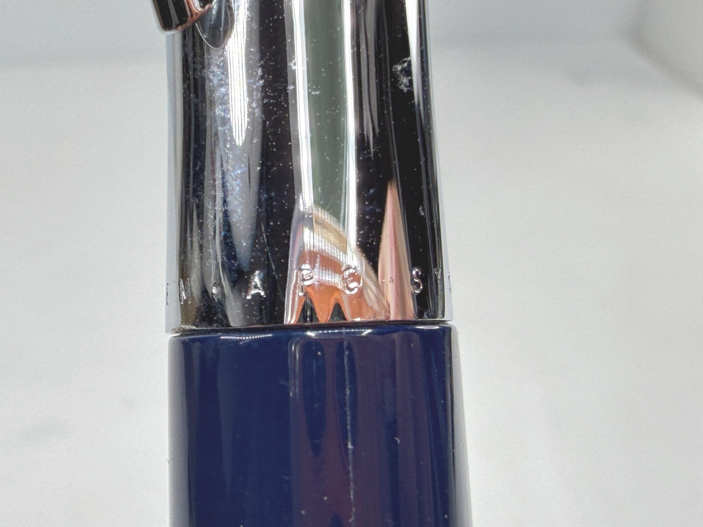 Rotring Fountain Pen Blue Resin Chrome Trim Fine Medium Nib PreOwned SS293