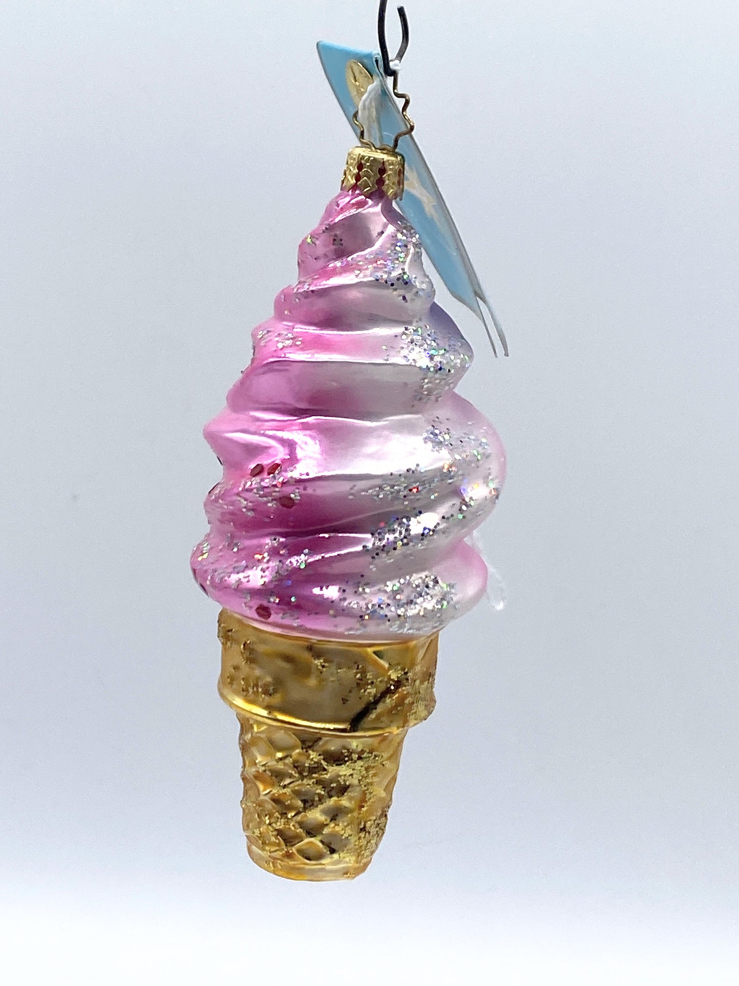 Christophern Radko Triple Ripple soft Ice cream cone Christmas ornament 6 XN47