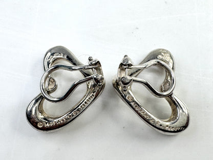 Vintage Tiffany & Co Elsa Peretti Open Heart Earrings Sterling Clip on JT1633