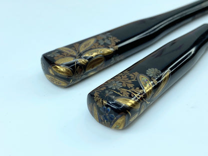 Japanese Lacquer Mother of Pearl Comb - Kingfisher Gold Makie 6.5" 13.5g GS501