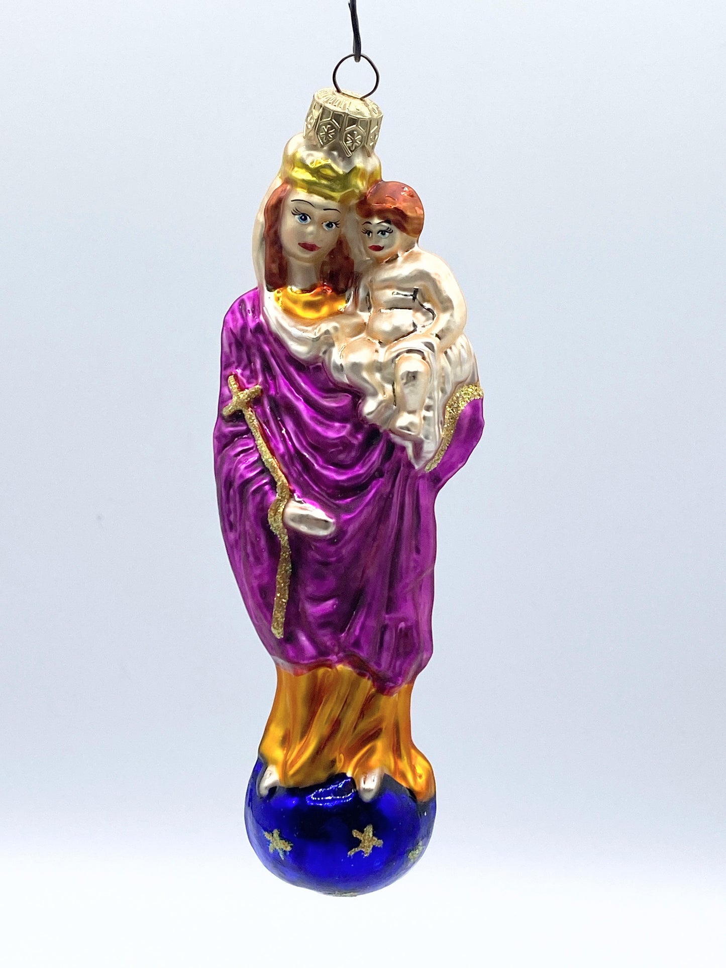 Christopher Radko Mary Jesus Mother Child Standing on World Stars Ornament XN48