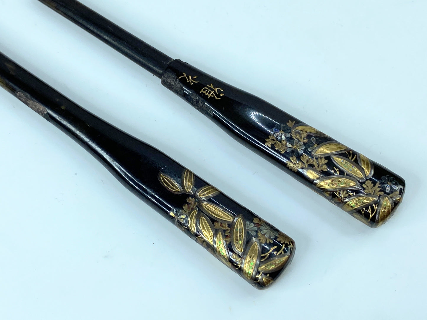 Japanese Lacquer Mother of Pearl Comb - Kingfisher Gold Makie 6.5" 13.5g GS501