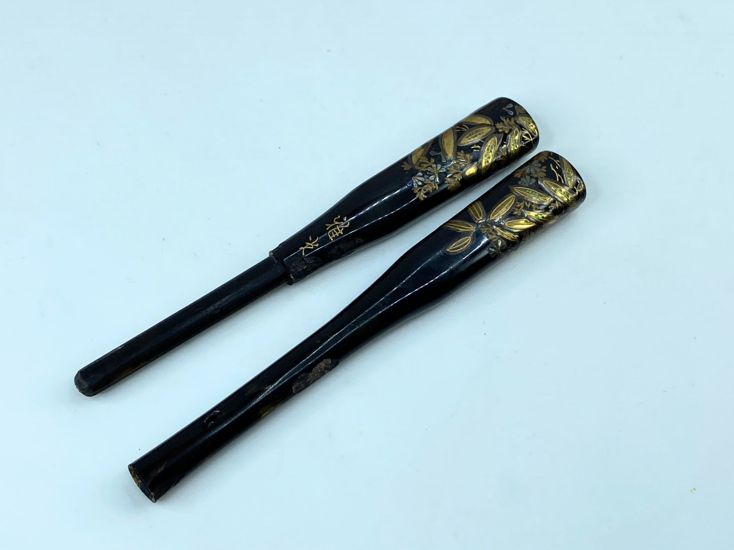 Japanese Lacquer Mother of Pearl Comb - Kingfisher Gold Makie 6.5" 13.5g GS501