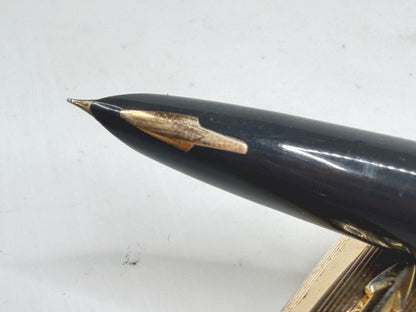 Vintage Parker Fountain Pen Gray Barrel Gold Cap Fine Nib SS295