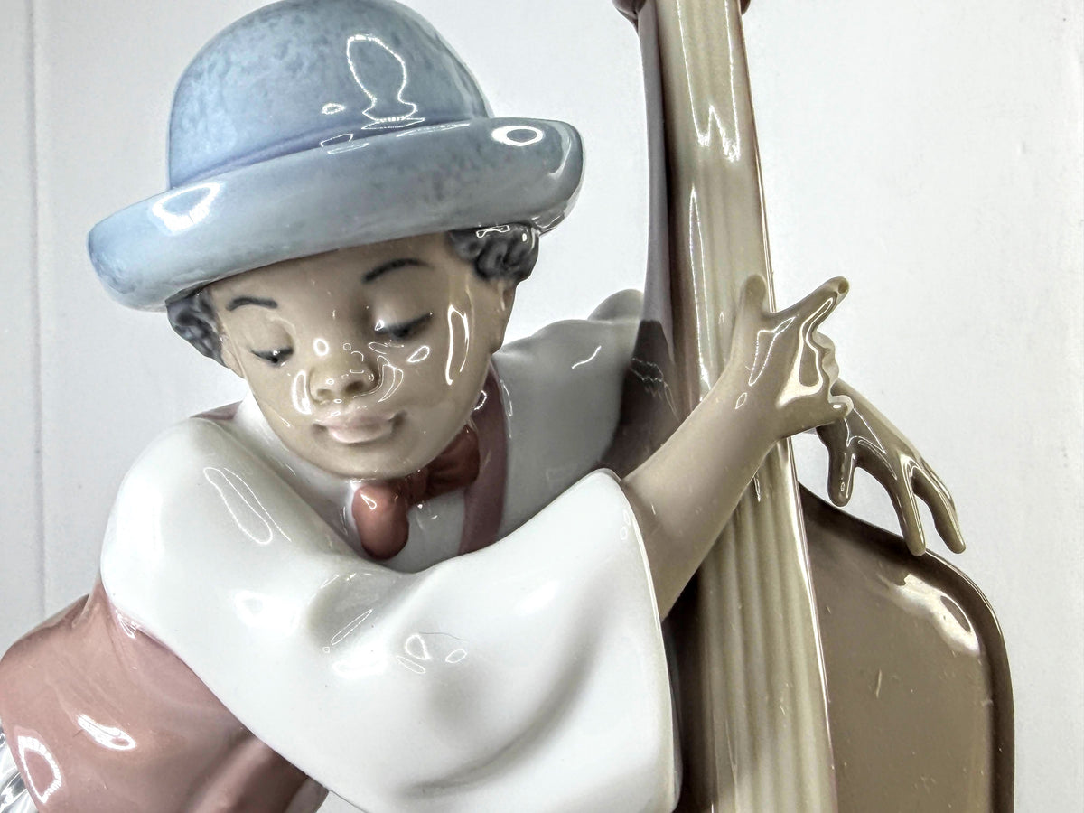 Lladro 5834 Jazz Bass Black Legacy Retired Musician Porcelain Figurine Box A1295