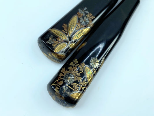 Japanese Lacquer Mother of Pearl Comb - Kingfisher Gold Makie 6.5" 13.5g GS501
