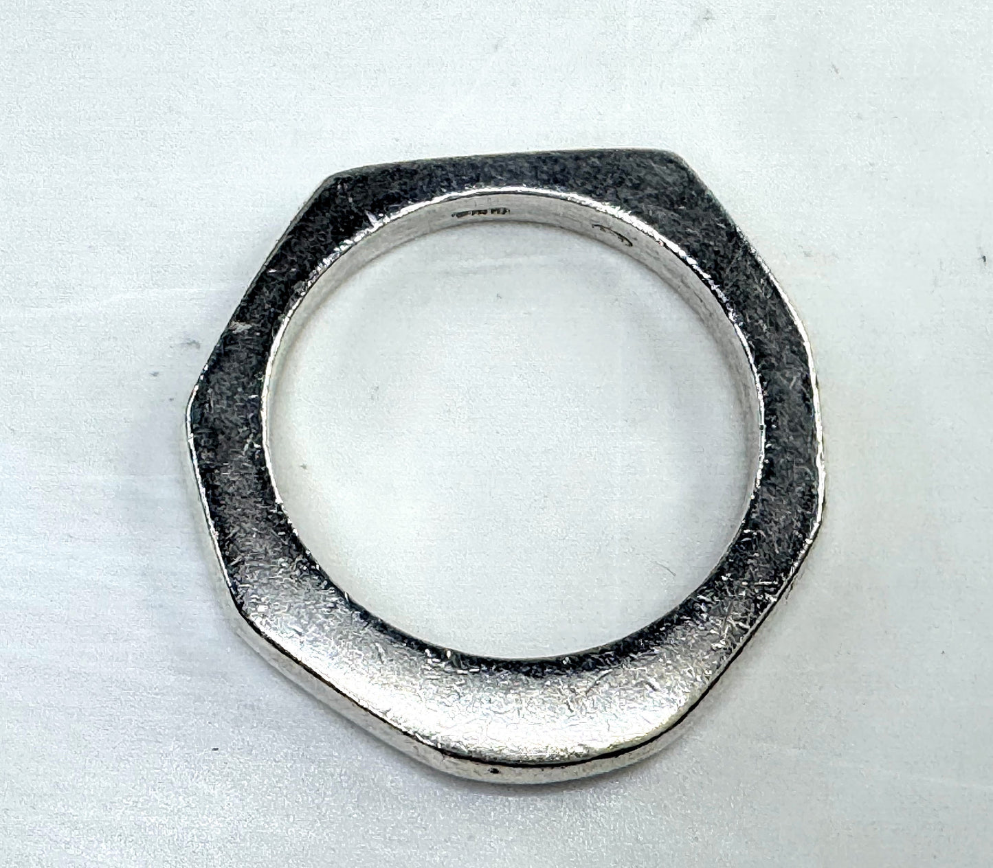 Vintage Gucci Sterling Silver Hexagon Abstract Band Ring JR1625
