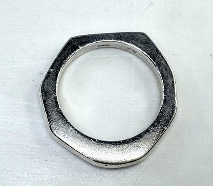 Vintage Gucci Sterling Silver Hexagon Abstract Band Ring JR1625
