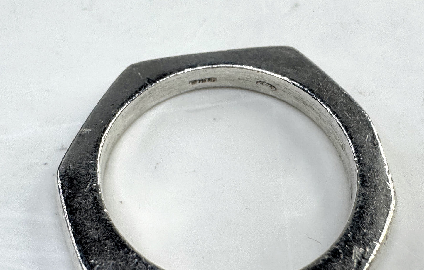 Vintage Gucci Sterling Silver Hexagon Abstract Band Ring JR1625