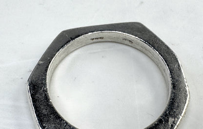Vintage Gucci Sterling Silver Hexagon Abstract Band Ring JR1625