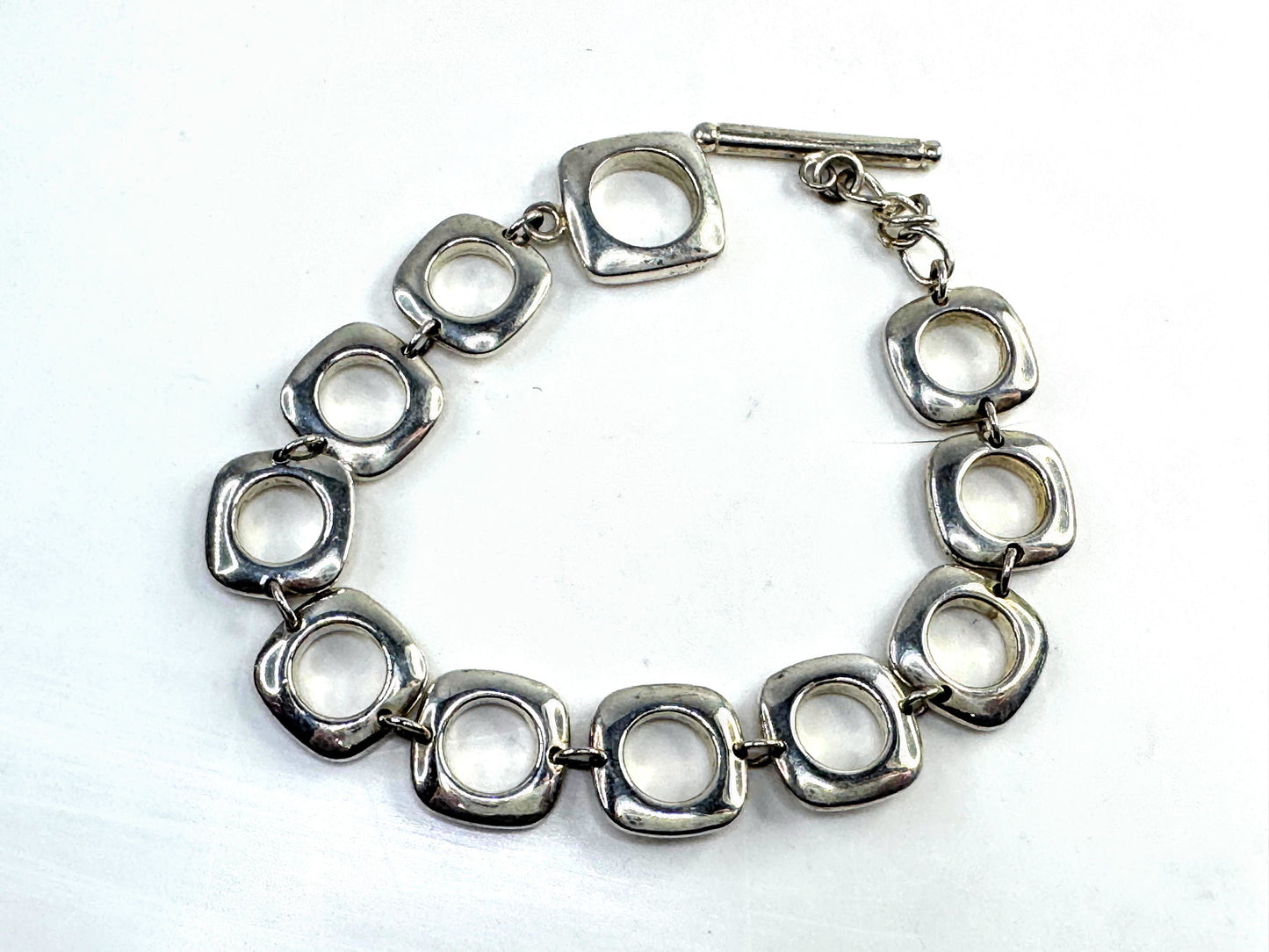 Vintage Tiffany & Co Sterling Silver Square Cushion Toggle Bracelet JR1636