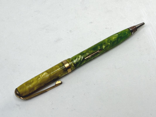 Vintage Gloria Fountain Pen Green Marble 14K Nib Lever Fill PreOwned SS297