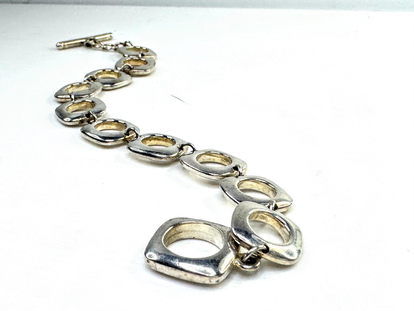 Vintage Tiffany & Co Sterling Silver Square Cushion Toggle Bracelet JR1636