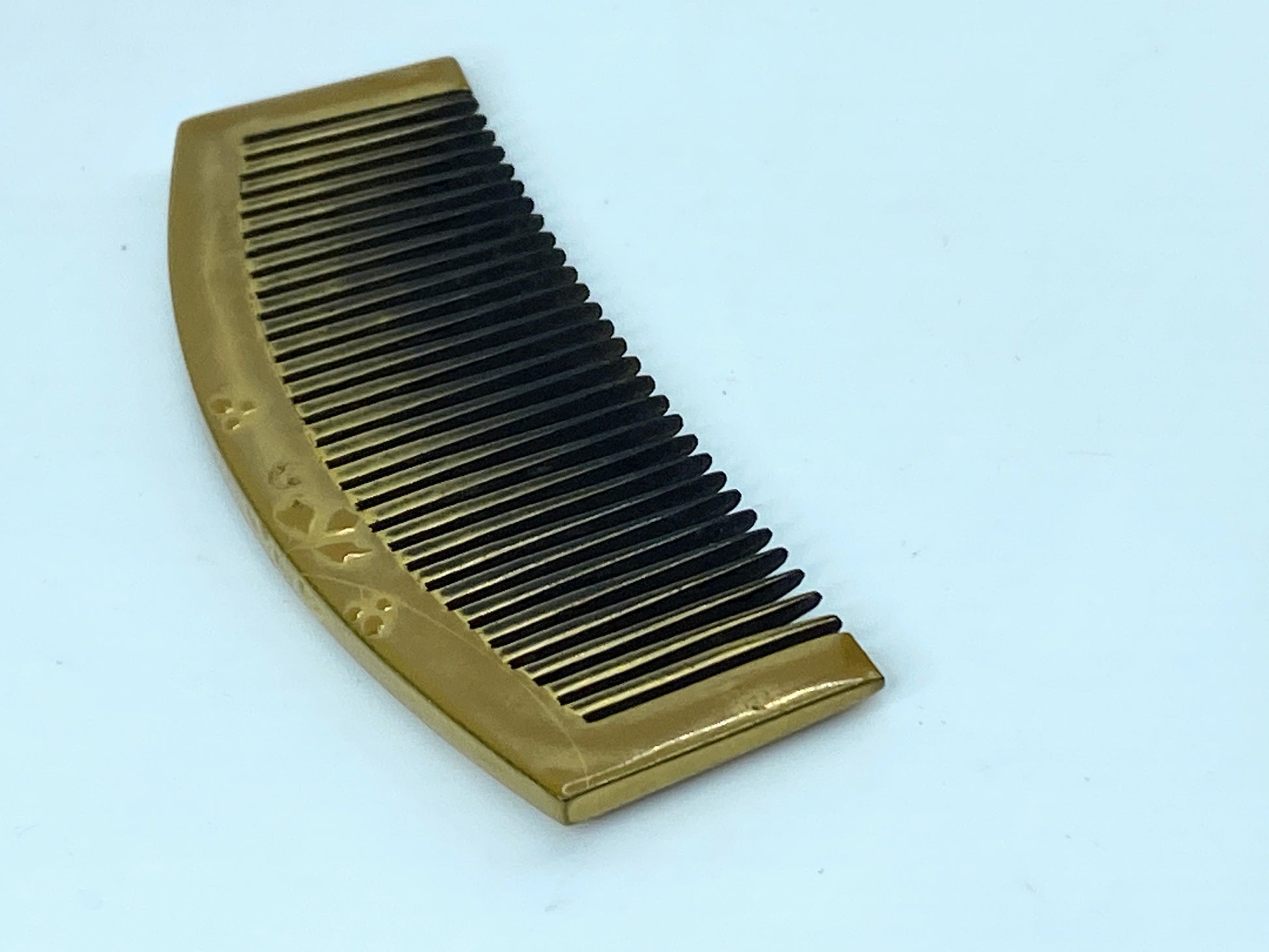 Art Deco Japanese Geisha Comb Kushi Kanzashi Gold Makie Floral embossed GS503