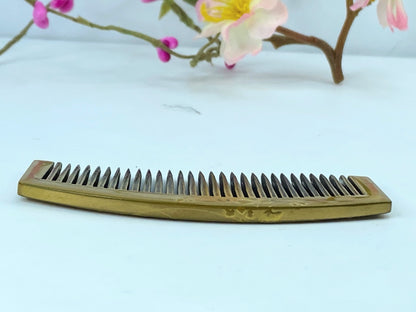 Art Deco Japanese Geisha Comb Kushi Kanzashi Gold Makie Floral embossed GS503