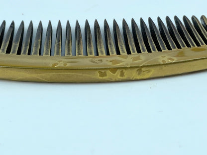 Art Deco Japanese Geisha Comb Kushi Kanzashi Gold Makie Floral embossed GS503