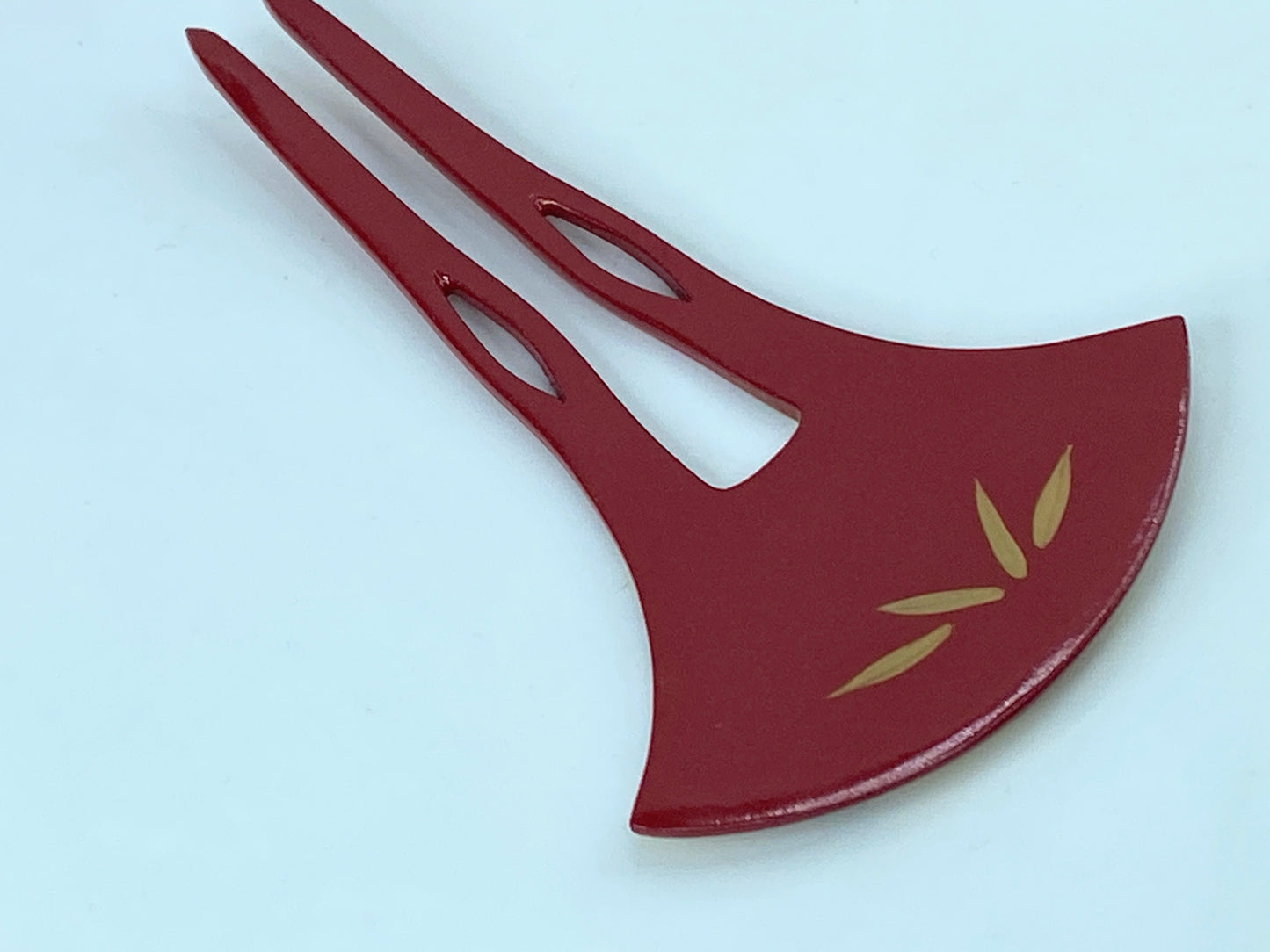 Japan Comb Kushi Kanzashi Keizan Gold Lacquer Split shank Makie wooden GS554