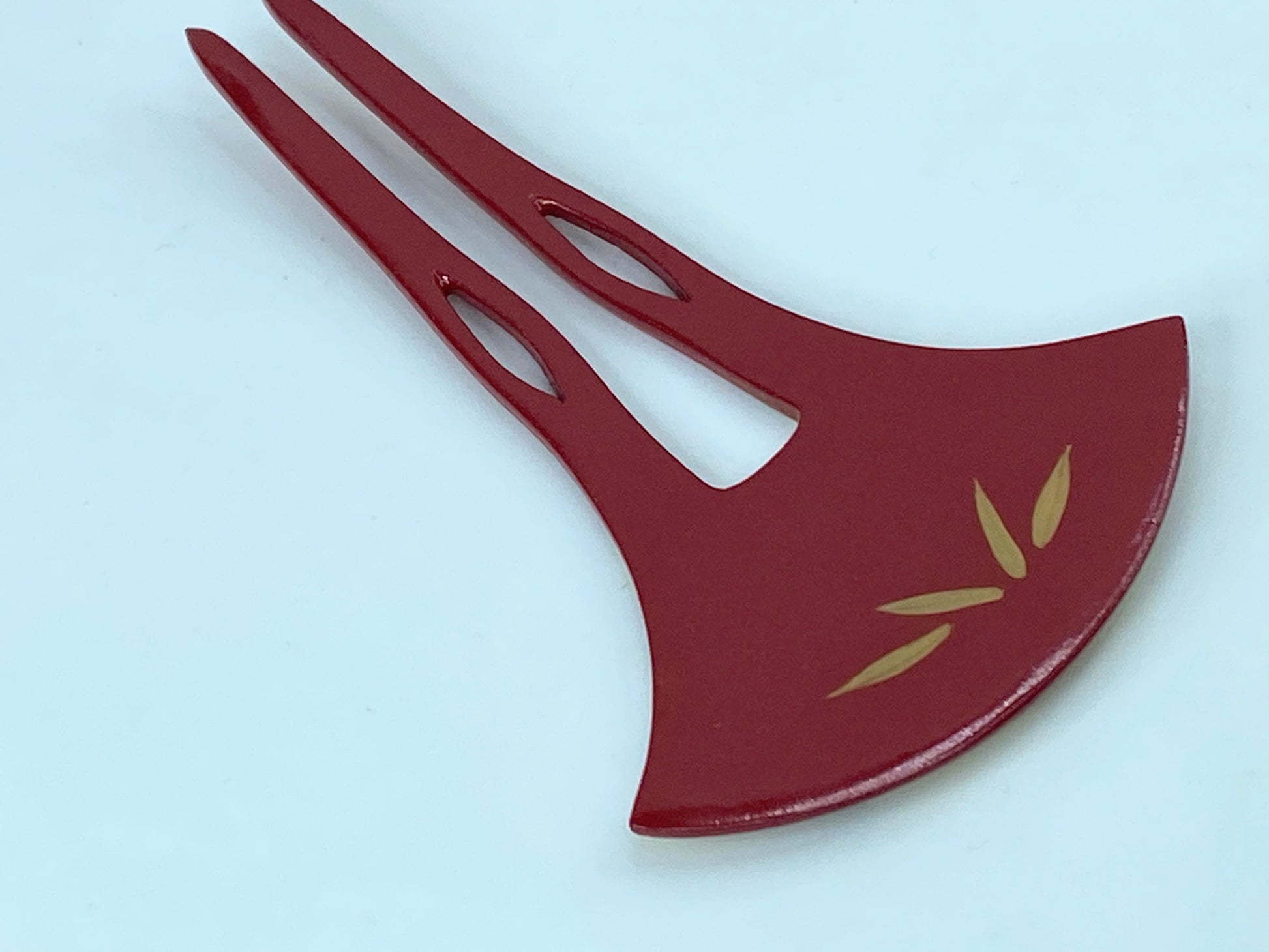 Japan Comb Kushi Kanzashi Keizan Gold Lacquer Split shank Makie wooden GS554