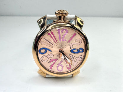 Vintage GaGa MILANO Manuale 40 Stainless Steel Watch White/blue Running SS375