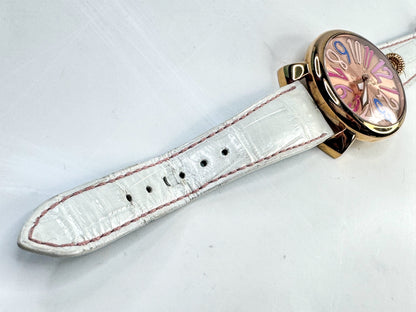 Vintage GaGa MILANO Manuale 40 Stainless Steel Watch White/blue Running SS375