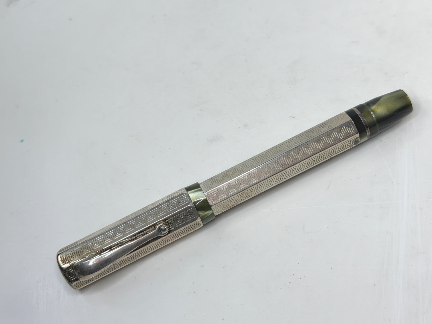 Vintage Montegrappa Privilege Deco Sterling Silver Ballpoint Pen SS301