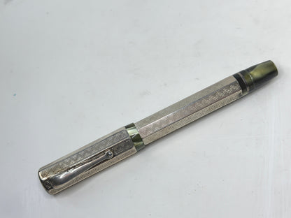 Vintage Montegrappa Privilege Deco Sterling Silver Ballpoint Pen SS301